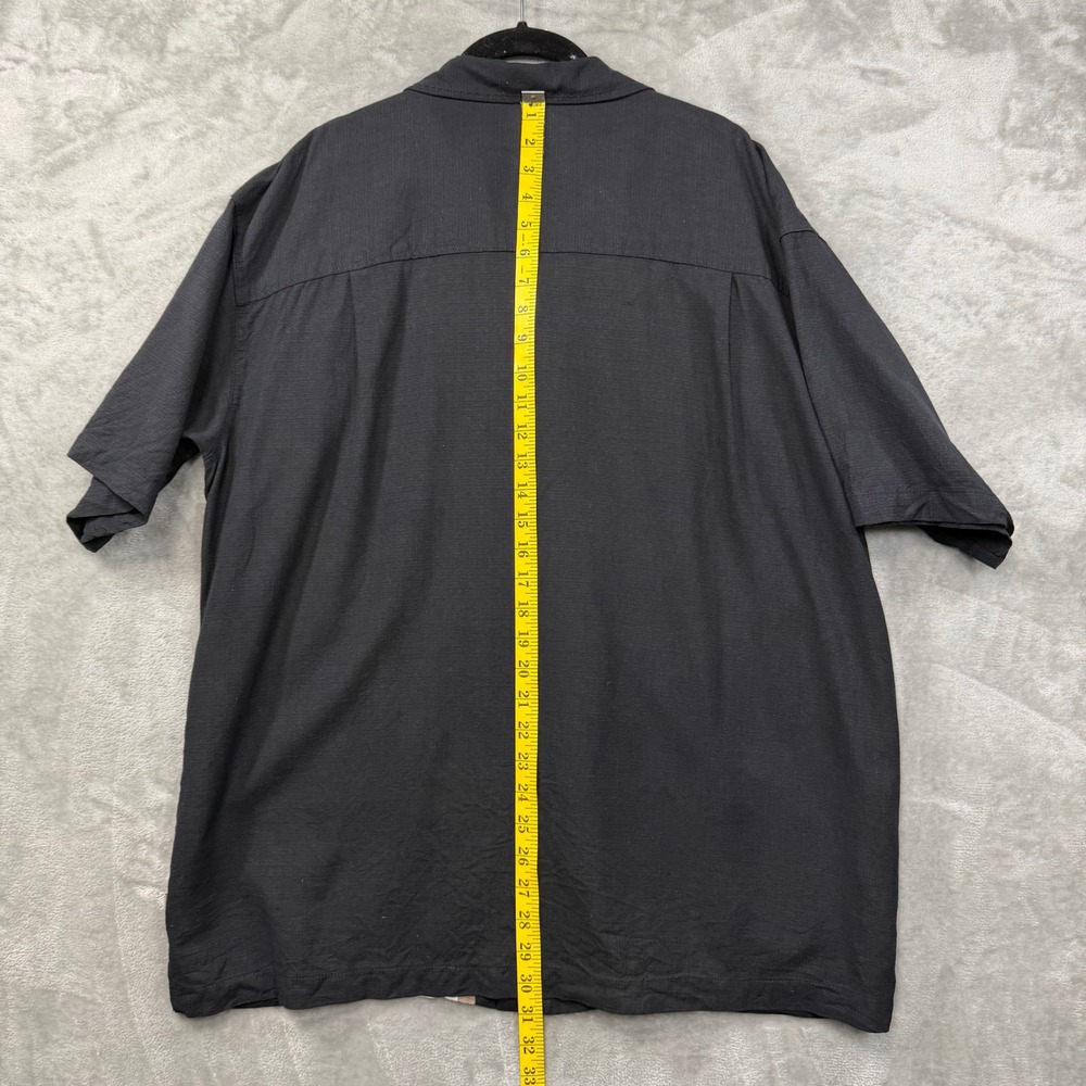Island Shores Button Down Men XL Black Silk Bowling Stripe Camp Shirt - Picture 5 of 8